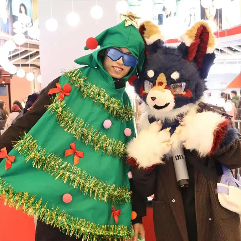 Anime Cosplay Photoshoot - Christmas Tree Cosplay Hoodie Cape Cloak