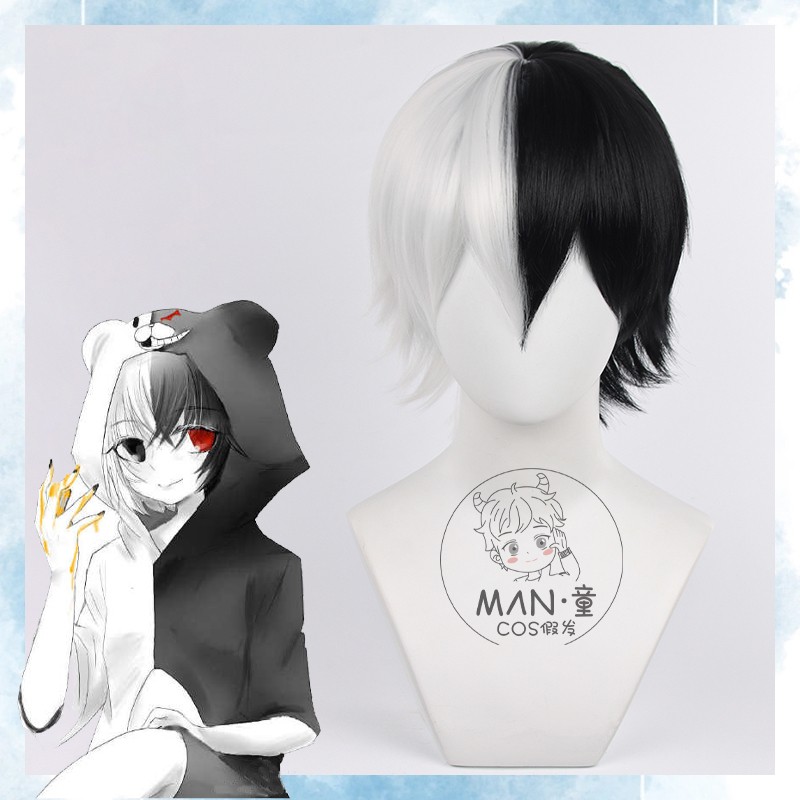 Cosplay Anime White Hair - Danganronpa Monokuma Cosplay Wigs Short White