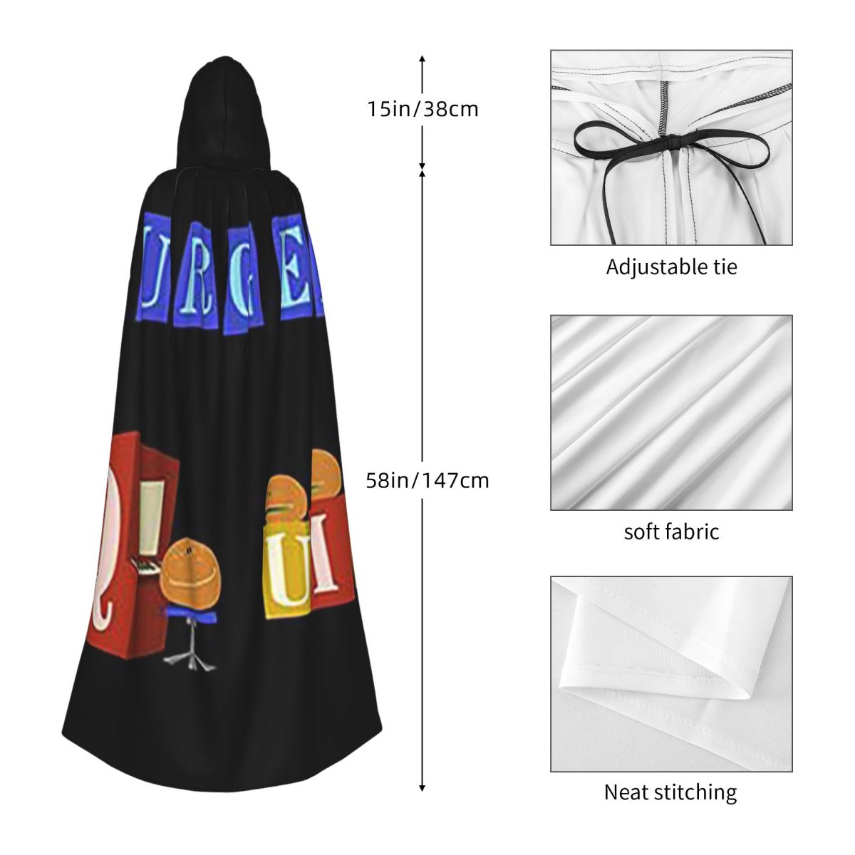 Burger Quiz New Logo Long Hood - Anime Cosplay Quiz incelemesi ve fiyatı