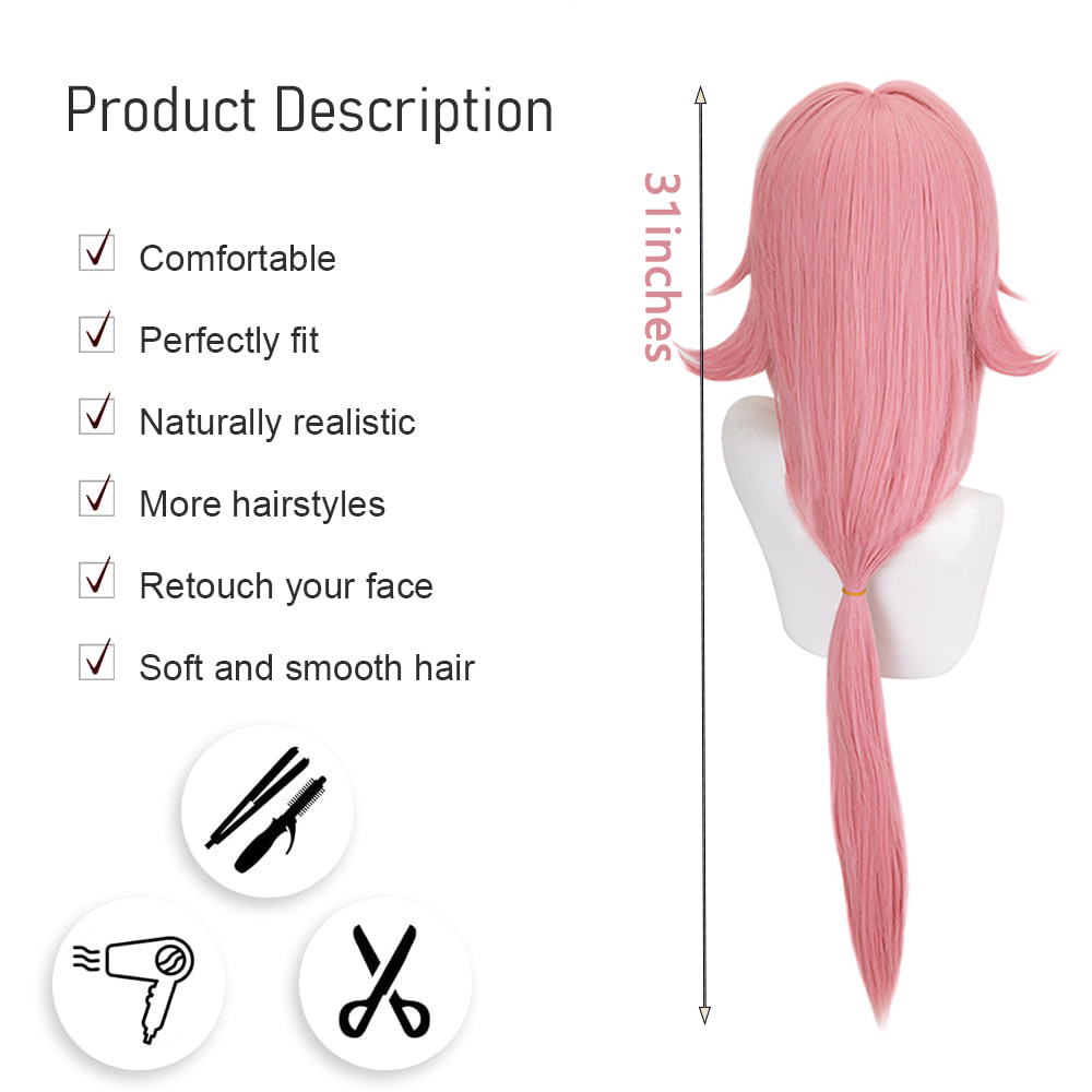 Yae Miko Cos Wig Pink Natural  - Anime Cosplay Photo incelemesi ve fiyatı