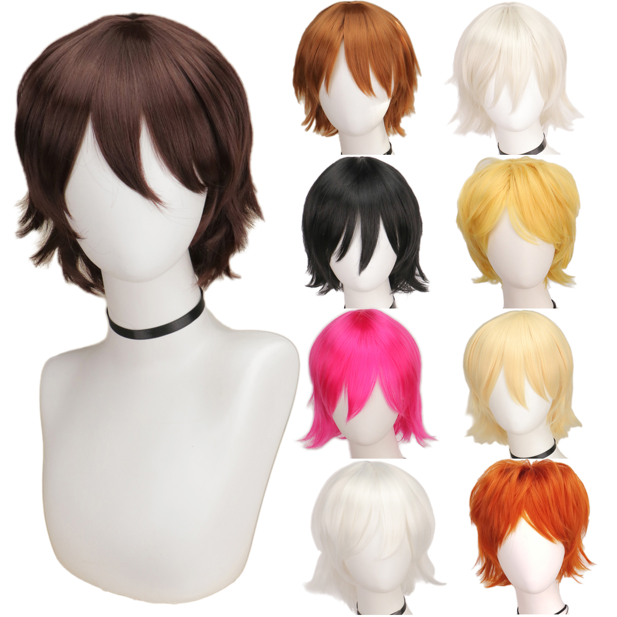 QQXCAIW Male Wig Black White P - Cosplay Anime White Hair incelemesi ve fiyatı