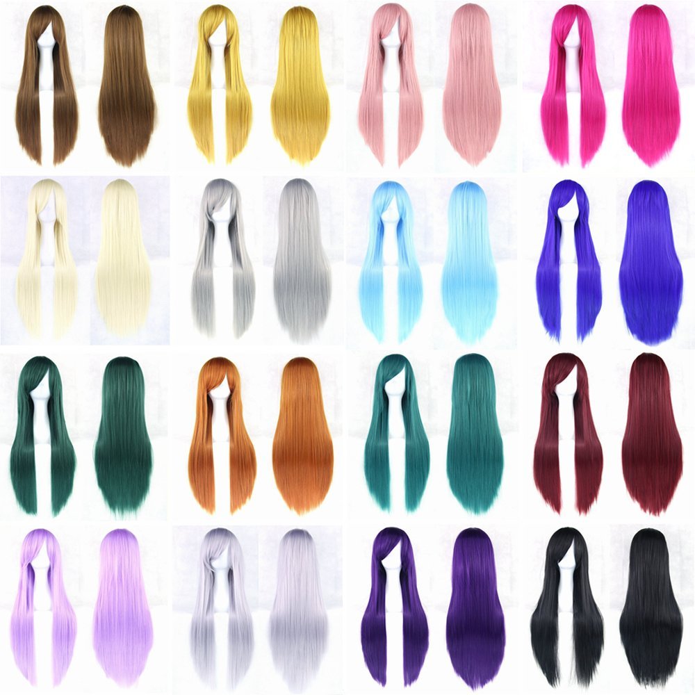 80cm Long Straight Natural Hai - Cosplay Anime White Hair incelemesi ve fiyatı